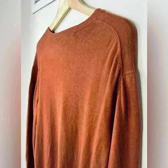 Sebastian Cooper Men’s Rustic Orange Cotton Cashmere  Timeless Sweater Medium - Picture 10 of 13